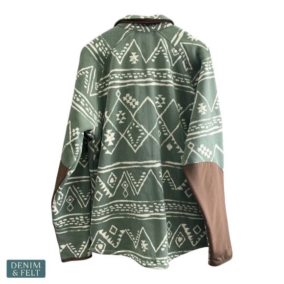 The North Face Gordon Lyons 1/4-Zip Printed Aztec Fleece Jacket Green Large!! - Picture 3 of 14
